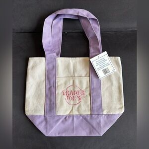 Trader Joe's LIMITED EDITION Mini Pastel PURPLE Canvas Tote Bag 2026